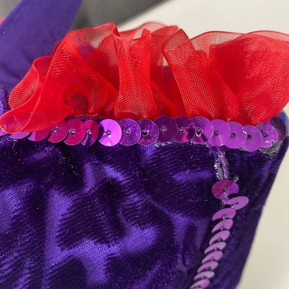 Red Hat Society Hatter Bodice Corset Whimsigoth Purple Red Velvet Mini Party Bag - Picture 12 of 16
